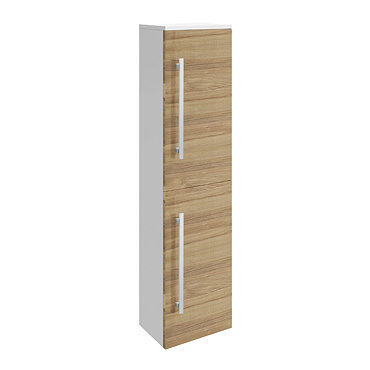 Ultra - Design Wall Mounted Tall Cupboard - Natural Walnut - W350 x D250mm - CAB212 Profile Large Image