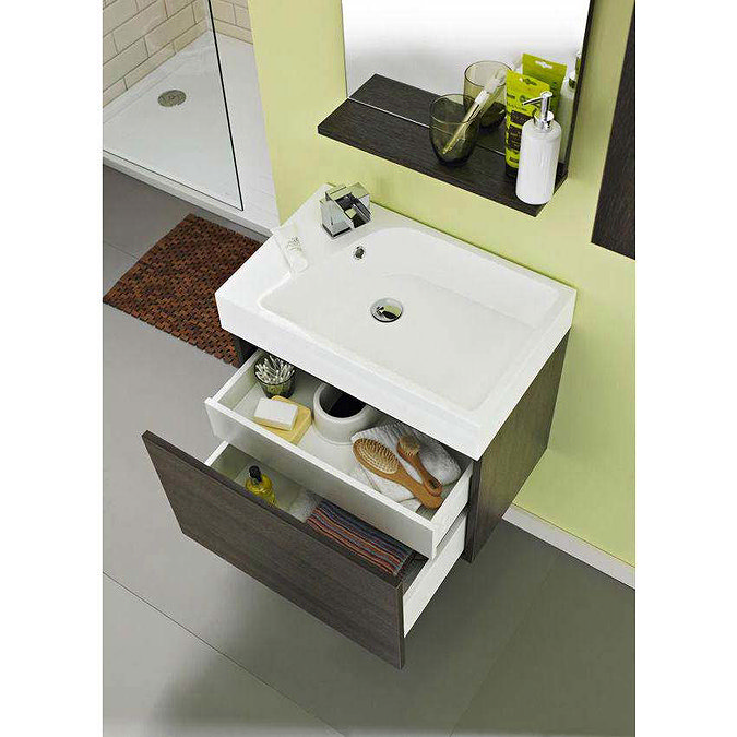 Ultra Zone 600mm Wide Basin and Cabinet - Oak Finish - RF019 Profile Large Image