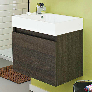 Ultra Zone 600mm Wide Basin and Cabinet - Oak Finish - RF019 Profile Large Image
