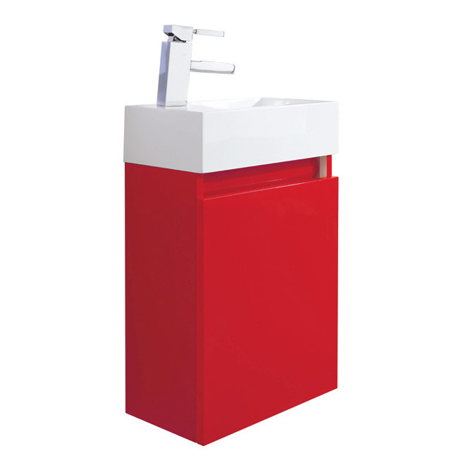 Ultra Zone Compact Wall Hung Basin and Cabinet W400 x D220mm - Red Finish - RF025 Large Image