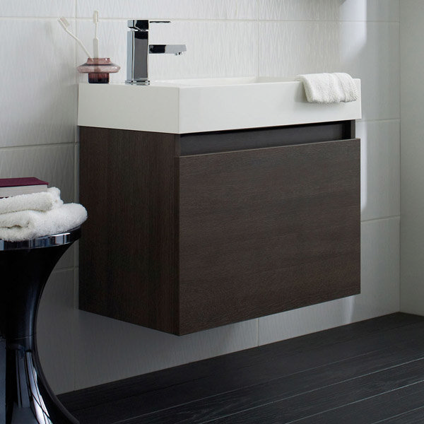 Ultra - Zone Oak Finish Cabinet & Basin with BTW Close Coupled Toilet Profile Large Image