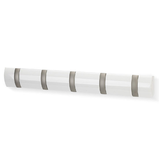 Umbra Flip Wall-Mount 5 Hook Rack - White - 318850-660 Profile Large Image