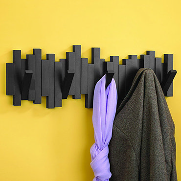 Umbra Sticks 5 Hook Wall-Mount Hook Rack - Black - 318211-040 Profile Large Image