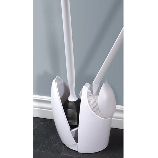 Umbra Twofold Plunger and Brush White 023300660 at Victorian