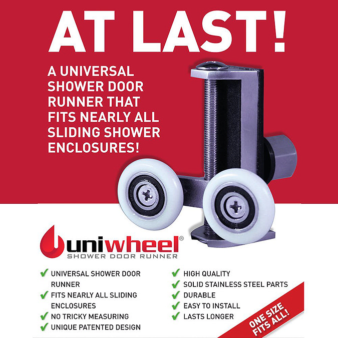 Uniwheel Universal Replacement Shower Door Runner - Set of 2  Profile Large Image