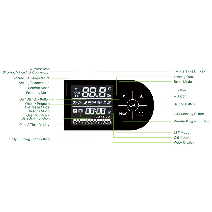 Urban 500 x 1167mm Smart WiFi Aluminium Electric Radiator - 2000W Matt Black