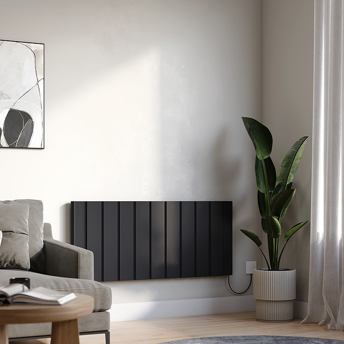 Urban 500 x 1167mm Smart WiFi Aluminium Electric Radiator - 2000W Matt Black