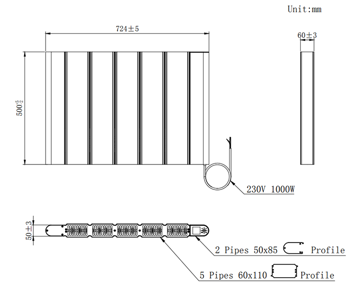 Urban 500 x 724mm Smart WiFi Aluminium Electric Radiator - 1000W Anthracite