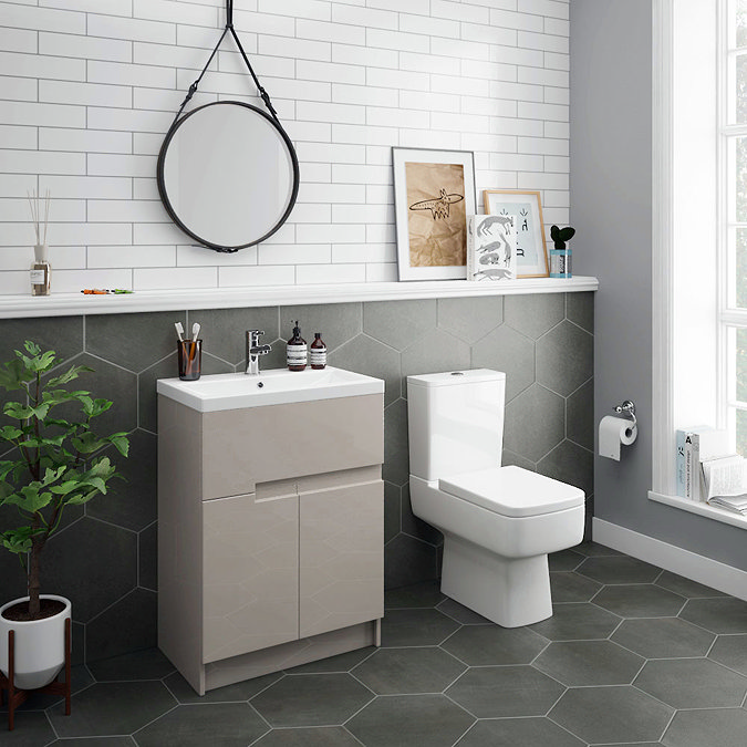 Urban 600mm Cashmere Compact Floorstanding Vanity Unit + Close Coupled Toilet Large Image