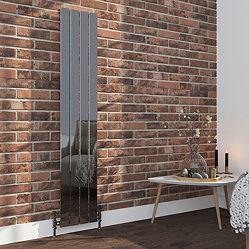 Urban Black Nickel 1600 x 300mm Vertical Single Panel Radiator - 4 Bars Large Image
