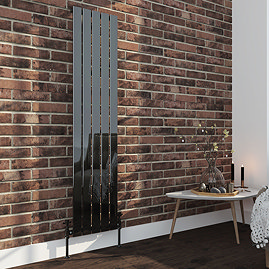Urban Black Nickel 1600 x 375mm Vertical Single Panel Radiator - 5 Bars Large Image