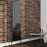 Urban Black Nickel 1600 x 375mm Vertical Single Panel Radiator - 5 Bars	 Large Image