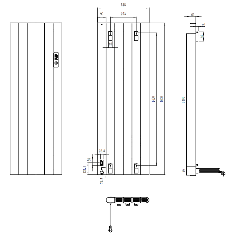 Urban Electric Smart Wifi Aluminium Panel 2000W Energy Saving Vertical White Radiator - 1600 x 544mm