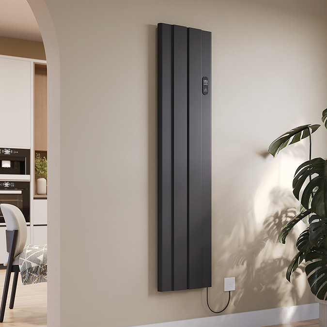 Urban 1600 x 392mm Smart WiFi Aluminium Electric Radiator - 1000W Matt Black