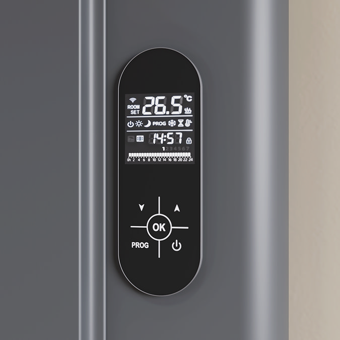 Urban 1600 x 503mm Smart WiFi Aluminium Electric Radiator - 1500W Anthracite