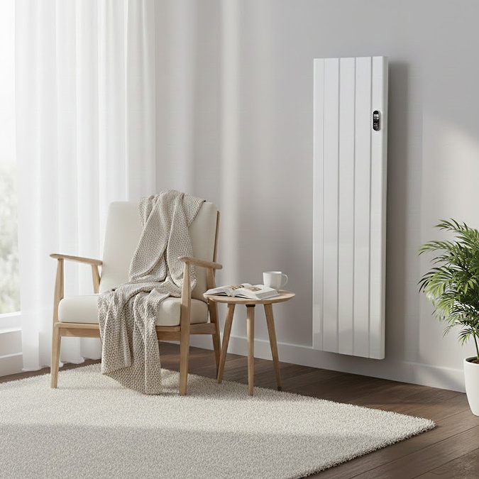 Urban Electric Smart WiFi Aluminium Radiator - 1500W Vertical White Panel Heater, 1600 x 503mm