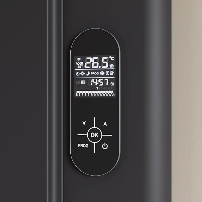 Urban 1600 x 614mm Smart WiFi Aluminium Electric Radiator – 2000W Matt Black