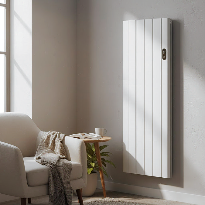 Urban Electric Smart WiFi Aluminium Radiator – 2000W Vertical White Panel Heater, 1600 x 614mm