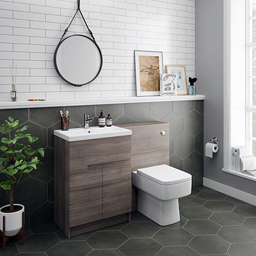 Urban Grey Avola Modern Sink Vanity Unit + WC Toilet Unit Package  Profile Large Image