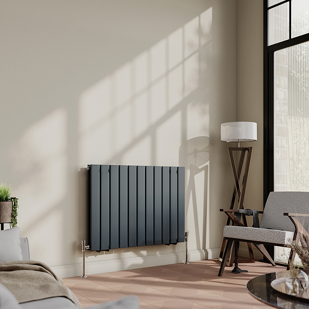 Anthracite Double Flat Panel Horizontal Radiator