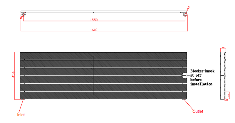 Urban Horizontal Radiator - Anthracite - Single Panel (1600x456mm)