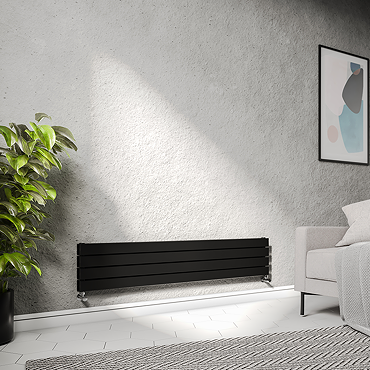 Urban Horizontal Radiator - Matt Black - Double Panel (1600mm Wide) 304mm High