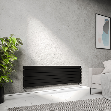 Urban Horizontal Radiator - Matt Black - Double Panel (1600mm Wide) 456mm High