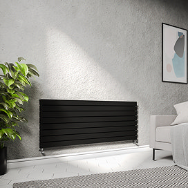 Urban Horizontal Radiator - Matt Black - Double Panel (1600mm Wide) 608mm High