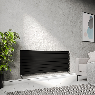 Urban Horizontal Radiator - Matt Black - Double Panel (1600mm Wide) 608mm High