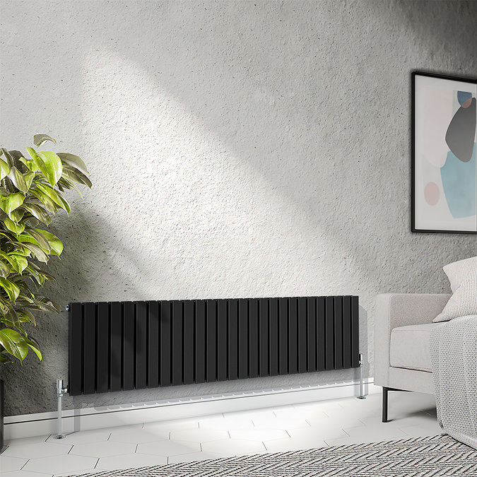 Urban Horizontal Radiator - Matt Black - Double Panel (400mm High x 1593mm Wide)
