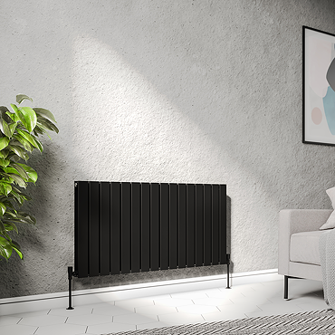 Urban Horizontal Radiator - Matt Black - Double Panel (600mm High) 1216mm Wide