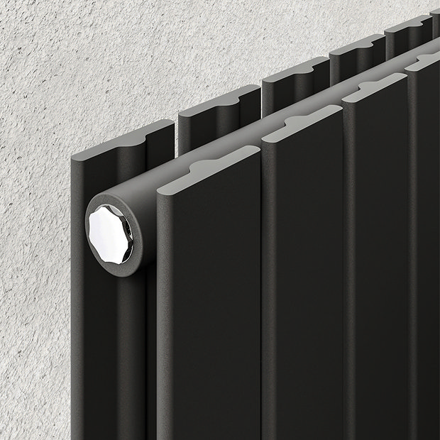 Urban Horizontal Radiator - Matt Black - Double Panel (600mm High) 1596mm Wide