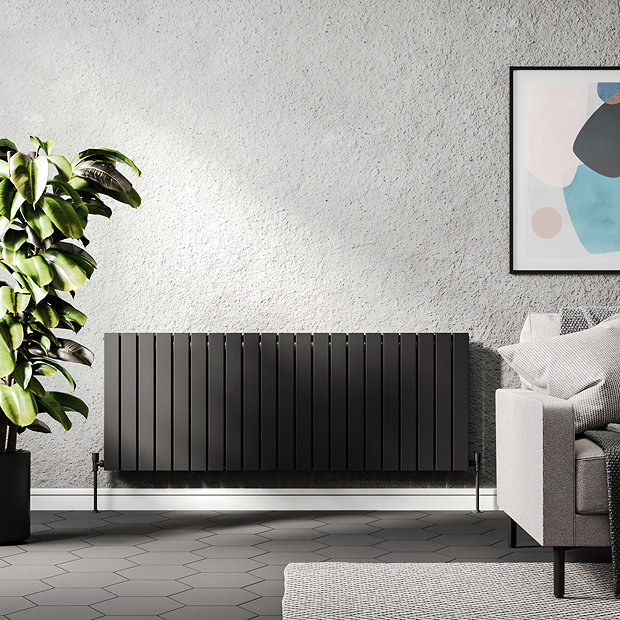 Urban Horizontal Radiator - Matt Black - Double Panel (600mm High ...