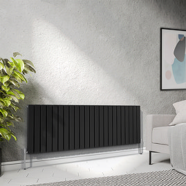 Urban Horizontal Radiator - Matt Black - Double Panel (600mm High) 1748mm Wide
