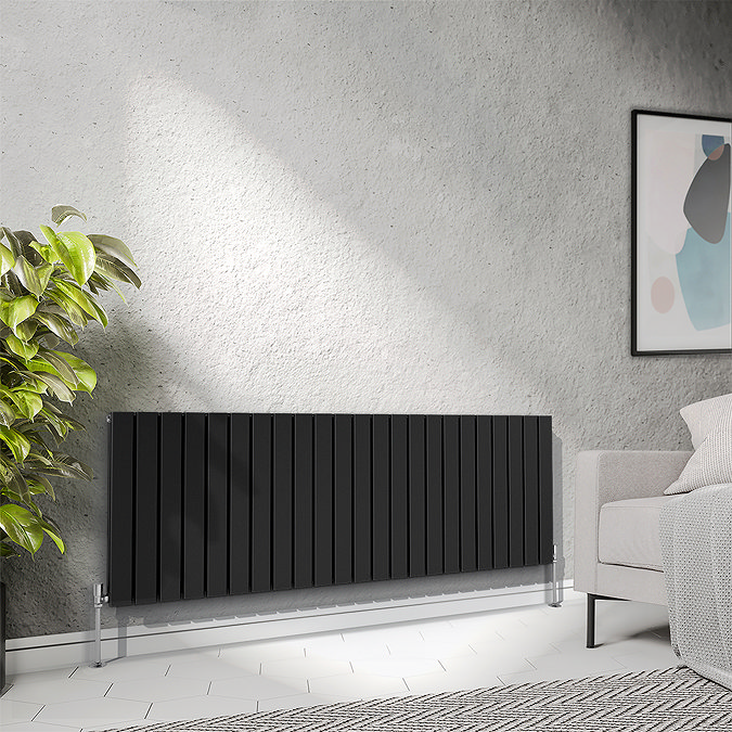 Urban Horizontal Radiator - Matt Black - Double Panel (600mm High) 1748mm Wide