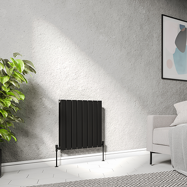 Urban Horizontal Radiator - Matt Black - Double Panel (600mm High) 608mm Wide