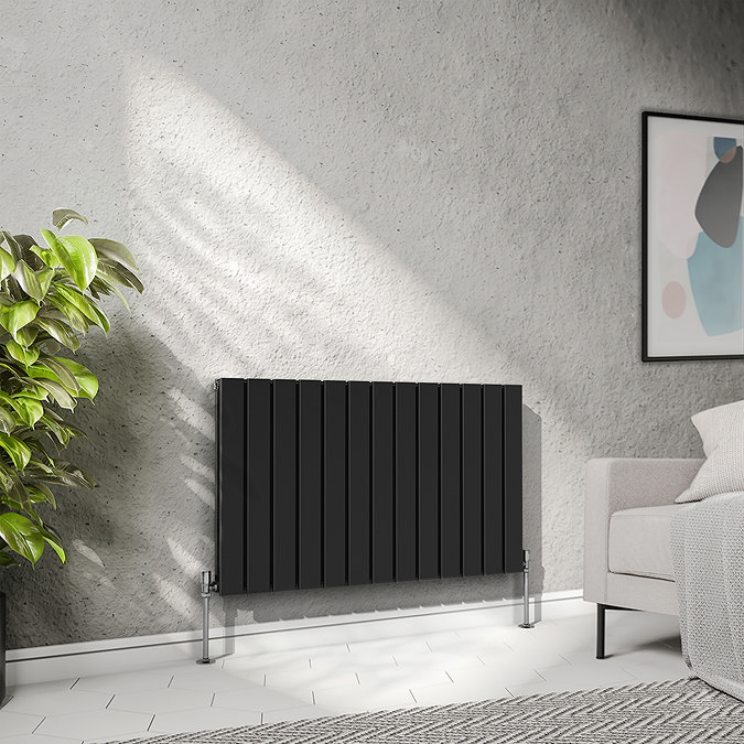 Urban Horizontal Radiator - Matt Black - Double Panel (600mm High) 988mm Wide