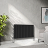 Urban Horizontal Radiator - Matt Black - Double Panel (600mm High) 988mm Wide