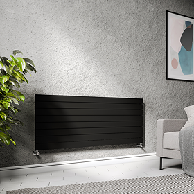 Urban Horizontal Radiator - Matt Black - Single Panel (1600mm Wide) 608mm High