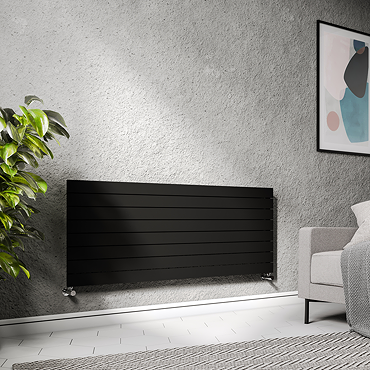 Urban Horizontal Radiator - Matt Black - Single Panel (1600mm Wide) 456mm High