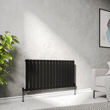 Urban Horizontal Radiator - Matt Black - Single Panel (600mm High) 1216mm Wide