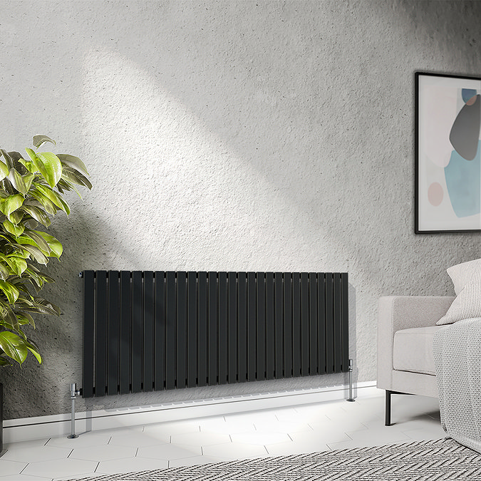 Urban Horizontal Radiator - Matt Black - Single Panel (600mm High) 1596mm Wide