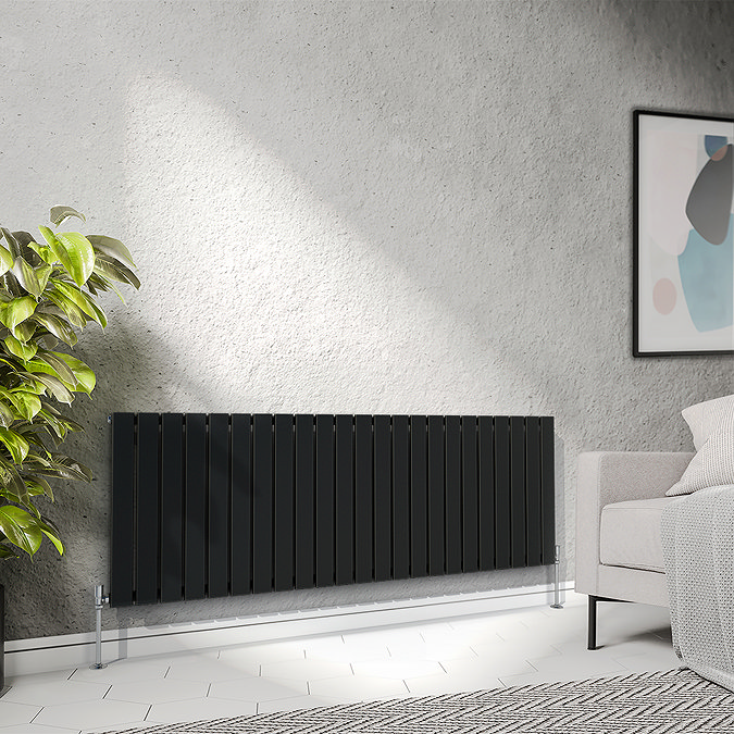 Urban Horizontal Radiator - Matt Black - Single Panel (600mm High) 1748mm Wide