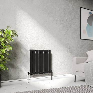 Urban Horizontal Radiator - Matt Black - Single Panel (600mm High) 608mm Wide