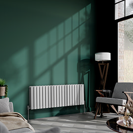 Urban Horizontal Radiator - White - Double Panel (600mm High) 1368mm Wide