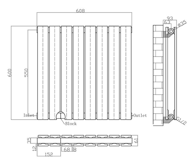 Urban Horizontal Radiator | White Finish | From Victorian Plumbing