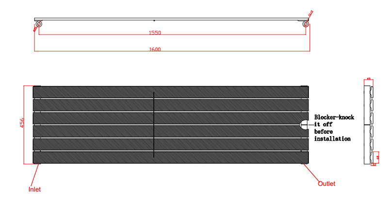 Urban Horizontal Radiator - White - Single Panel (1600x456mm)