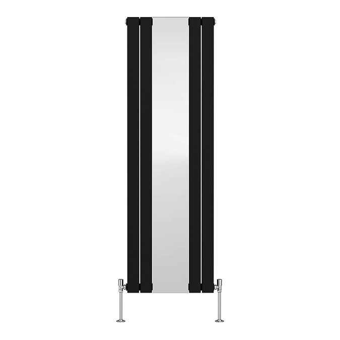 Urban Matt Black Vertical Radiator with Mirror – Double Panel, 1600 x 504mm