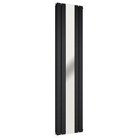 Urban Matt Black Vertical Radiator with Mirror – Double Panel, 1600 x 504mm