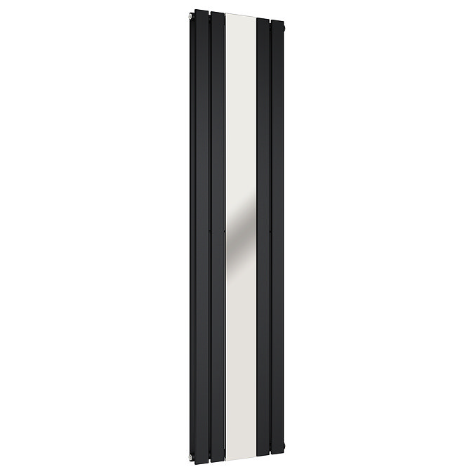 Urban Matt Black Vertical Radiator with Mirror – Double Panel, 1600 x 504mm